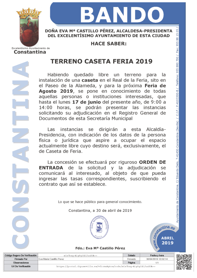Bando Terreno libre feria Constantina 2019-1