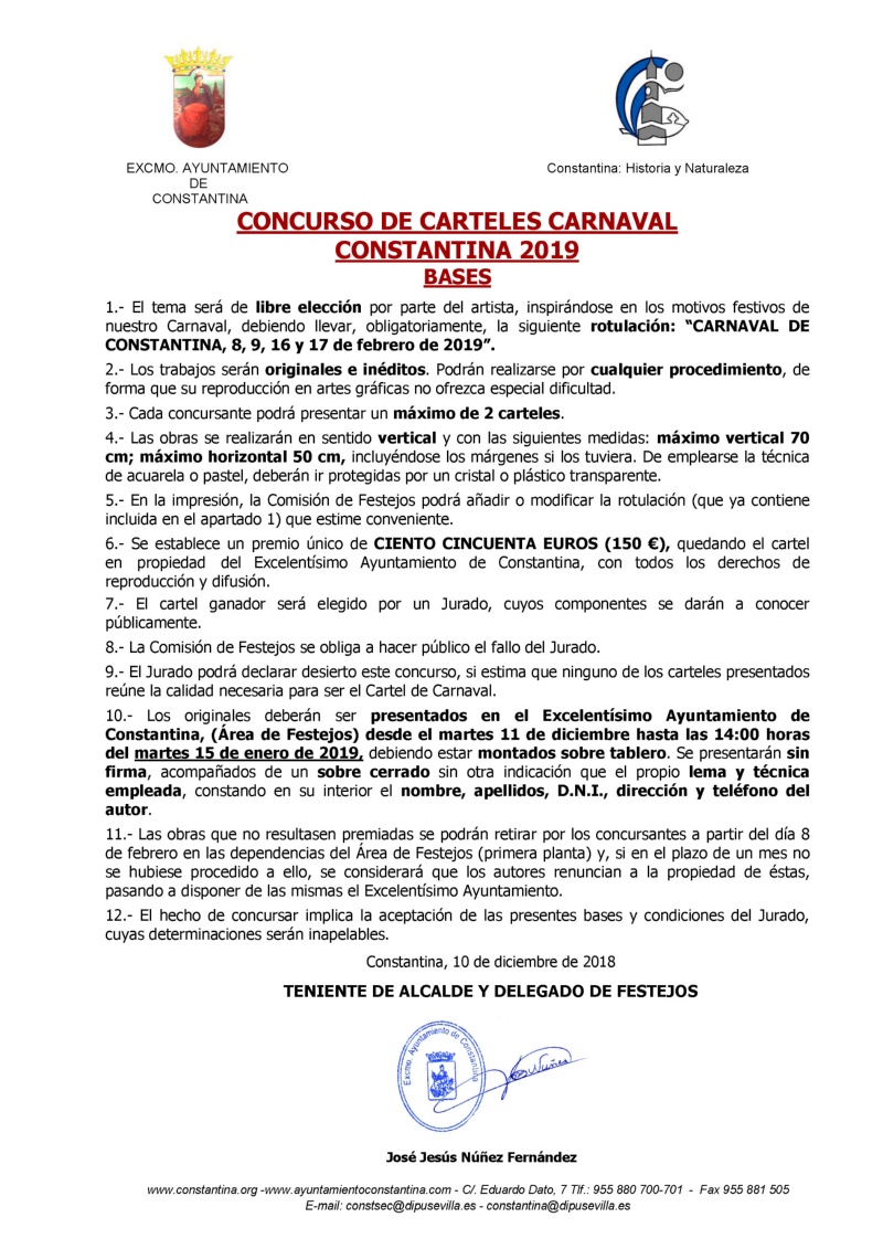 Bases Concurso Cartel Carnaval Constantina 2019